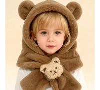 Paraorecchie invernali in pelliccia per bambini, cappello a maniche con orsetto carino, cappello super carino per bebè, cappello in pelliccia per bebè Tagli UnicaPoliestere