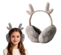 Paraorecchie natalizi a forma di corna di cervo per bambine - Paraorecchie regolabili in peluche, caldi scaldaorecchie invernali per il fred