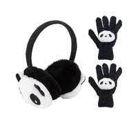 Paraorecchie Panda Da 1 Pezzo, 1 Paio Di Guanti Panda In Peluche, Paraorecchie Termici In Peluche Invernale, Scaldaorecchie Per Bambini, Simpatico Set Termico Per Animali