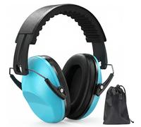 Paraorecchie per bambini - paraorecchie per bambini - paraorecchie pieghevole - padiglioni auricolari per bambini - protezione acustica da 3 - 16 anni e una grande custodia nera da 25 x 30 cm, blu