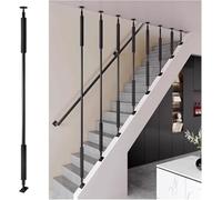 Parapetto Ferro Ringhiera Colonna di guardia soffitta con supporto giratorio, Forno in ferro battuto di montaggio laterale, Rimodellamento della decorazione residenziale(Black,H-225cm(7.4ft))