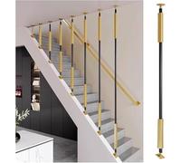 Parapetto Ferro Ringhiera Colonna di guardia soffitta con supporto giratorio, Forno in ferro battuto di montaggio laterale, Rimodellamento della decorazione residenziale(Black+gold,H-200cm(6.6ft))