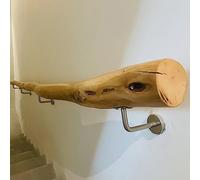 Parapetto in legno massiccio per scale, 180 cm, per interni ed esterni, con staffa da parete, per un supporto sicuro delle scale e facile installazione