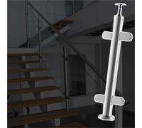 parapetto in vetro Pilastro In Acciaio Inossidabile, Colonna In Vetro, Palo Per Recinzione In Vetro Per Scale In Argento Nero Senza Foratura Per Divisori(A-MID,Height 60cm)