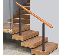 Parapetto per scale in legno massiccio, antiscivolo, per soppalco, corridoio, balcone, con kit di supporto in ferro battuto nero, altezza 85/95 cm, ideale per la sicurezza domestica