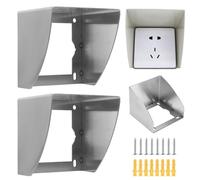 Parapioggia in Acciaio Inox, Scatola Copripresa Impermeabile, Protezione Antipolvere per Presa Elettrica,Prese Elettriche da Muro Coperchio,Copertura per Prese Esterne,per Esterni Cucina Bagno,2 Pezzi