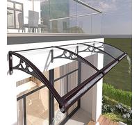 Parapioggia per finestra esterna, tettoia curva per porta d'ingresso, 175,3 cm, in policarbonato con staffe in alluminio nero, per patio, veranda, tenda da sole, 60 x 320 cm