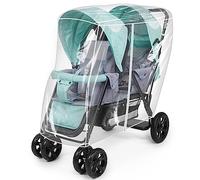 Parapioggia per passeggino doppio, impermeabile, protezione dalle intemperie per passeggino doppio tandem, copertura per passeggino gemellare, per pioggia, vento, neve, freddo, polvere, protezione