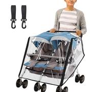 Parapioggia universale per passeggino gemellare, copertura antipioggia per passeggino gemellare, passeggino gemellare, in EVA, trasparente, doppio passeggino, grande copertura antipioggia,