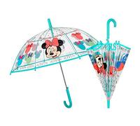 Parapluie cloche transparente pour fille - Minnie - Parapluie Disney - Résistant au vent - Poignée turquoise