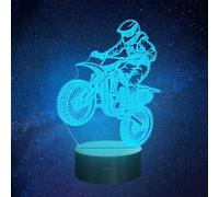 Pararty Motocross luce notturna, lampada illusione moto 3D, 7 colori che cambiano withTouch Control per Home Deco, regalo di compleanno di Natale per gli amanti della bicicletta sporca, i cavalieri