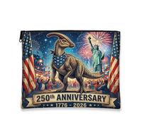 Parasaurolophus - Trousse per trucchi con dinosaurolofo, 250 anni, borsa da viaggio per donne e ragazze, piccola borsa portatile in tela con cerniera, borsa da toilette per il 4 luglio, 17,8 x 22,9 cm