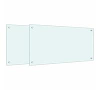 Paraschizzi Cucina 2 Pezzi Bianco 80x40 cm Vetro Temperato | Resistente al Calore, Facile da Pulire, Kit di Montaggio Incluso, Protezione Anti-grasso