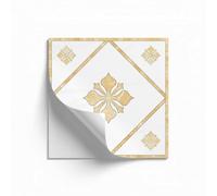 Paraschizzi Cucina Adesivo 20X20 Geometria Bianca Gialla Impermeabili