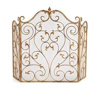 Paraschizzi grande per caminetto, Schermo for camino in metallo con motivo traforato, protezione di sicurezza a tre pieghe, diverse dimensioni(S)