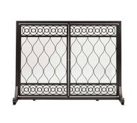 Paraschizzi grande per caminetto, Schermo for camino in metallo da pavimento, con doppia porta cava, divisorio ignifugo