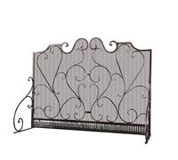 Paraschizzi grande per caminetto, Schermo for camino in metallo nero e marrone(Black)