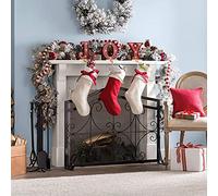 Paraschizzi in rete metallica per caminetto, Schermo for camino autoportante in ferro battuto ad arco con rivestimento in polvere nera da 30,7 pollici