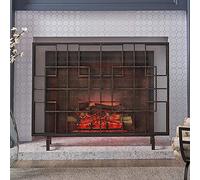 Paraschizzi in rete metallica per caminetto, Schermo for camino in ferro battuto, rete metallica, cancello di protezione, 30 pollici, multicolore, for interni ed esterni(Bronze)