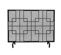 Paraschizzi in rete metallica per caminetto, Schermo for camino in ferro battuto, rete metallica, cancello di protezione, 30 pollici, multicolore, for interni ed esterni(Black)