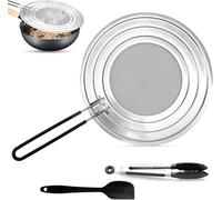 Paraschizzi, Padella Paraspruzzi in Acciaio Inox con Manico, Coperchio Antischizzo Diametro 30cm, Coperchi Antischizzo Cucina, con Pieghevole Manico, per padelle Diametro 20, 24, 28 cm