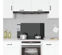 vidaXL Paraschizzi per Cucina Paraspruzzi Fornelli Resistente al Calore Pannello Splashback Parete Nero 90x50 cm in Vetro Temperato