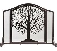 Parascintille a forma di albero con porte e staffa, 96 x 76 cm, in ferro battuto, protezione antincendio di sicurezza per bruciatori a legna, decorazione per soggiorno