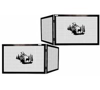 PARASCINTILLE ANGOLARE PER CAMINO REVERSIBILE IN FERRO BATTUTO Parafiamme per Caminetti, Caminetto Angolare CM 80 x 50 x H 50 modello DOLOMITE Cervo