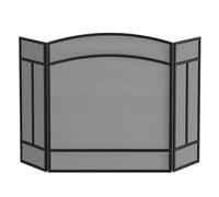 Parascintille autoportante Pieghevole a 3 Pannelli in Ferro battuto per Stufa a Legna/Carbone, 121×74 cm - Nero (A)