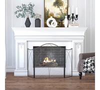Parascintille Camino a 3 Parti Pieghevole con Decorazioni, Parafuoco in Metallo, 126x2x76 cm, Nero Il nostro parascintille HOMCOM ti permetterà di goderti il calore del fuoco nei tuoi spazi in tutta s