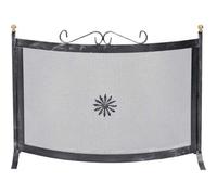 Parascintille Camino Curvo Ferro Battuto con Pomi Ottone Cm 60X50