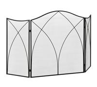 Parascintille con Antine 126x2x76 cm Pieghevole a 3 Pannelli in Metallo Nero