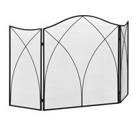 Parascintille con Antine 126x2x76 cm Pieghevole a 3 Pannelli in Metallo Nero