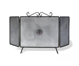 Parascintille due ante in ferro battuto nero per camino con decoro fiore protezione camino elegante