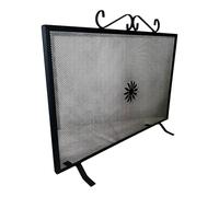 Parascintille in ferro quadrato nero con decoro per camino