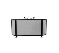 Parascintille Moderno per Camino in Ferro, 60 cm + (15 cm x 2 Antine) X 45h cm, 2 Ante Richiudibili, Nero