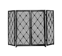 Parascintille Parascintille in Rete di Ferro Battuto, Colore Bronzo Dorato Antico, Paravento per caminetto pieghevole in rete metallica,Tenda per Stufa A Legna per Interni Ed Esterni, Doppie Porte