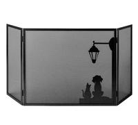 Parascintille per Camino 3 Ante 20+60+20 H50 in Ferro Verniciato Grigio Martellato