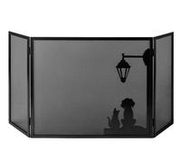 Parascintille per Camino 3 Ante 20+60+20 H50 in Ferro Verniciato Grigio Martellato