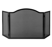 Parascintille per Camino a 3 Ante Design a Onda 20+60+20x58 cm in Ferro Piatto Verniciato Grigio Martellato