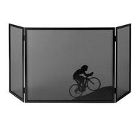 Parascintille per Camino a 3 Ante Design Ciclista 20+60+20x50 cm in Ferro
