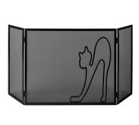 Parascintille per Camino a 3 Ante Design Gatto 20+60+20x50 cm in Ferro