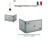 Parascintille per camino ad Angolo Universale dimensioni 85x50x h 45 cm lavorazione artigianale in ferro rete nera con paletta in ferro omaggio nero