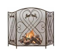 Parascintille Per Camino, In Ferro Battuto, A Tre Ante, Per Interni Ed Esterni, Protezione Di Sicurezza Contro Le Scintille(Bronze)