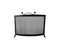 Parascintille per Camino in Ferro, Design Moderno Curvo, 57 x 43h cm, Nero, Made in Italy