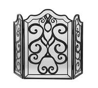 Parascintille Per Camino Schermata del camino pieghevole decorativo retrò interno metallo nero scene di partizione antincendio intagliato Griglie Decorative Antiscintille