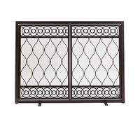 Parascintille Per Camino Schermo del camino del soggiorno con doppia porte con cornice in ferro battuto solido divisione decorativa antincendio con maglia metallica Griglie Decorative Antiscintille