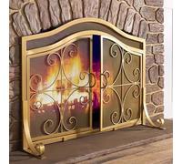 Parascintille per Camino Schermo per Camino Dorato 38 Pollici di Larghezza X 30 Pollici di Altezza, Protezione per Stufa a Legna con 2 Porte, Griglia per Camino in Ferro Antiscintilla per Interni