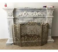Parascintille rustico dorato a 3 pannelli, 121 cm di larghezza, in acciaio, per bruciatori a carbone e tronchi, altezza 91,5 cm, elegante soluzione di sicurezza per decorazioni domestiche e accessori