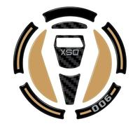 Paraserbatoio Adesivi Per Serbatoio Carburante Laterale Per Voge Valico 900DSX 2024, Kit Adesivi Per Serbatoio Carburante, Adesivi In Resina Per Ginocchia Tank Pad Adesivo(Oro,X-2)